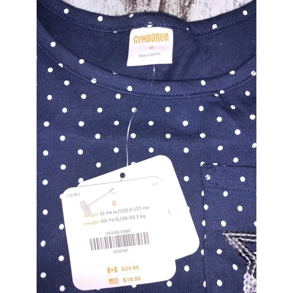 NWT Gymboree Blue Polka Dot Short Sleeve Tee Top Girls 8